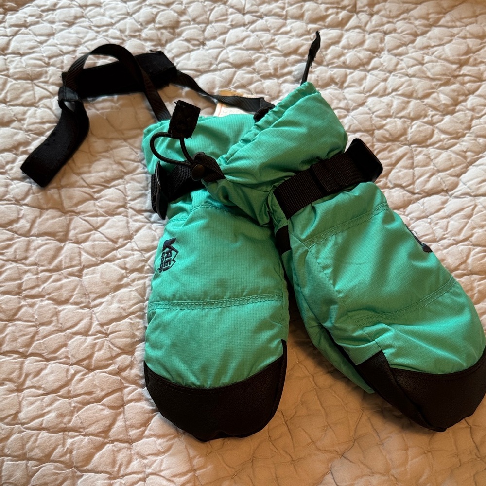 REI Kids Teal and Black Mittens